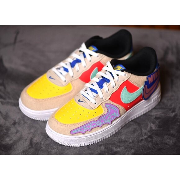 New! Size: 3 Kid |Nike Air Force 1 Low Multi-Color Velcro| DZ2807-100 RARE SIZE - Picture 3 of 16